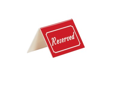 5" x 3" Red/White Double-Sided "Reserved" Tent Sign